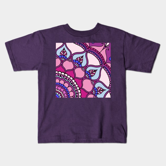 Pink Henna Flower Kids T-Shirt by HLeslie Design